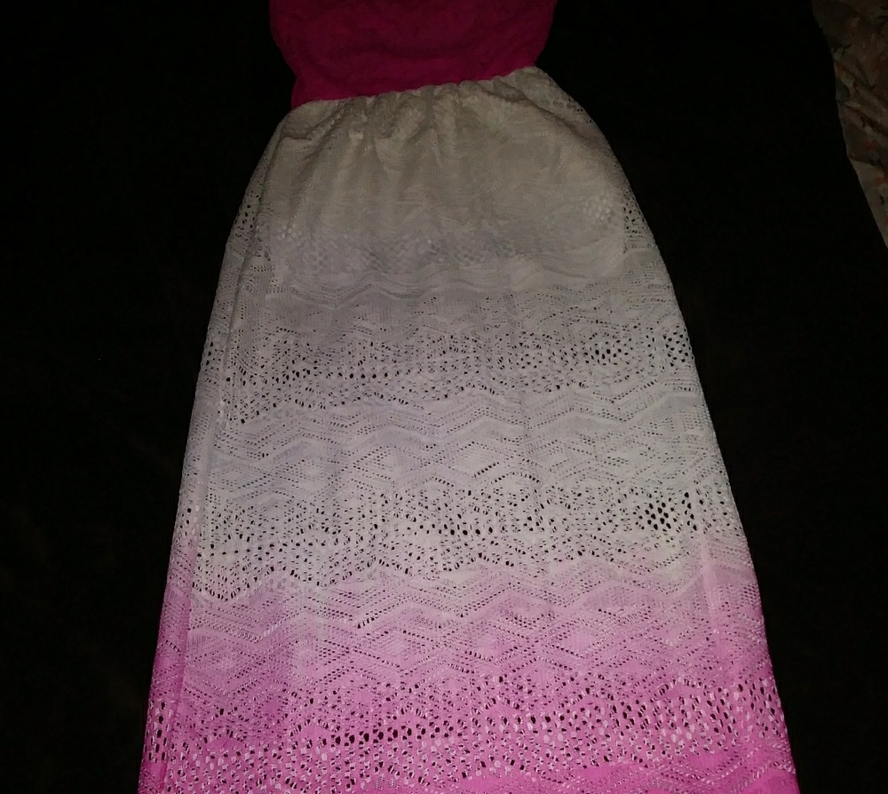 Hot pink and white maxi dress unique fabric